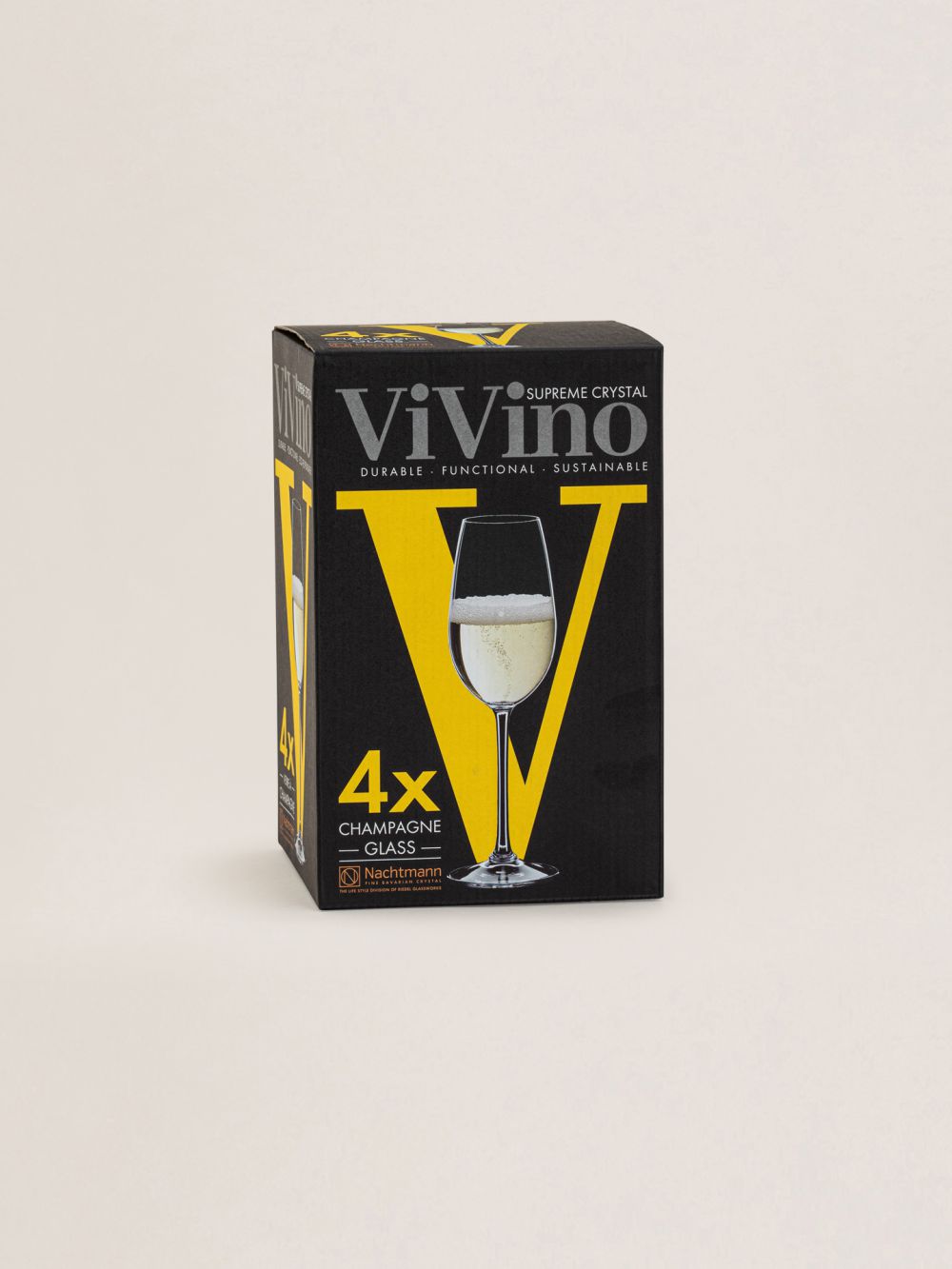סט 4 כוסות שמפניה קריסטל VIVINO בנפח 260 מ”ל