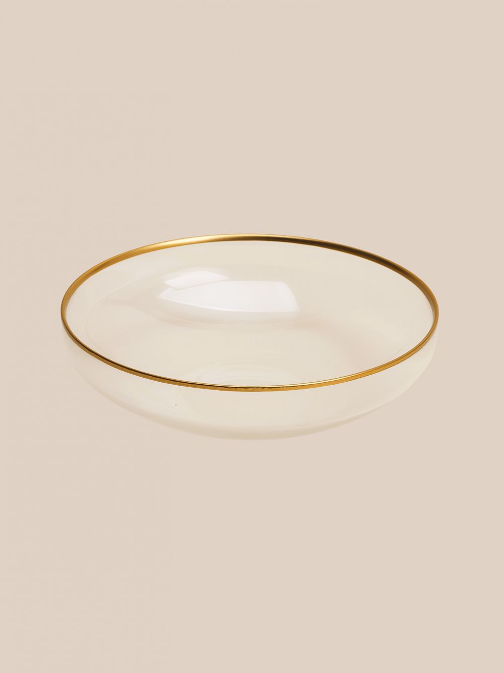 קערת זכוכית עם שוליים מזהב קוטר 24 ס”מ