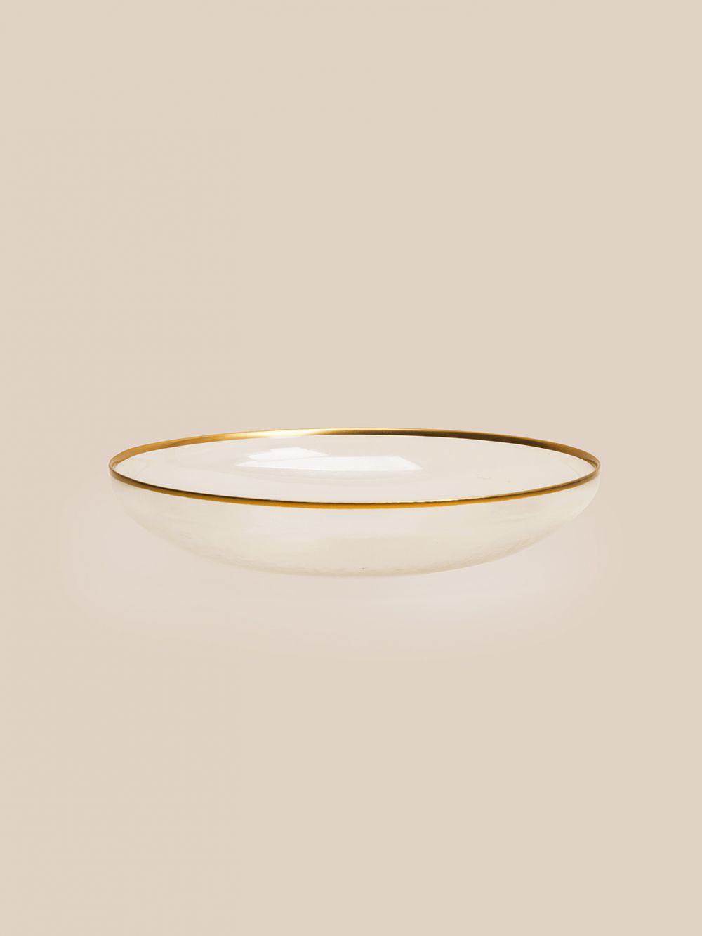 קערת זכוכית עם שוליים מזהב קוטר 28 ס”מ