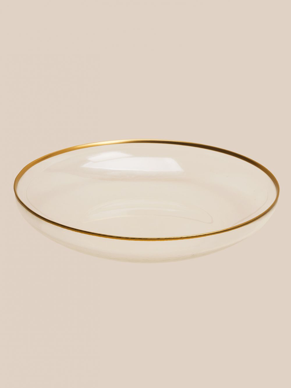 קערת זכוכית עם שוליים מזהב קוטר 28 ס”מ
