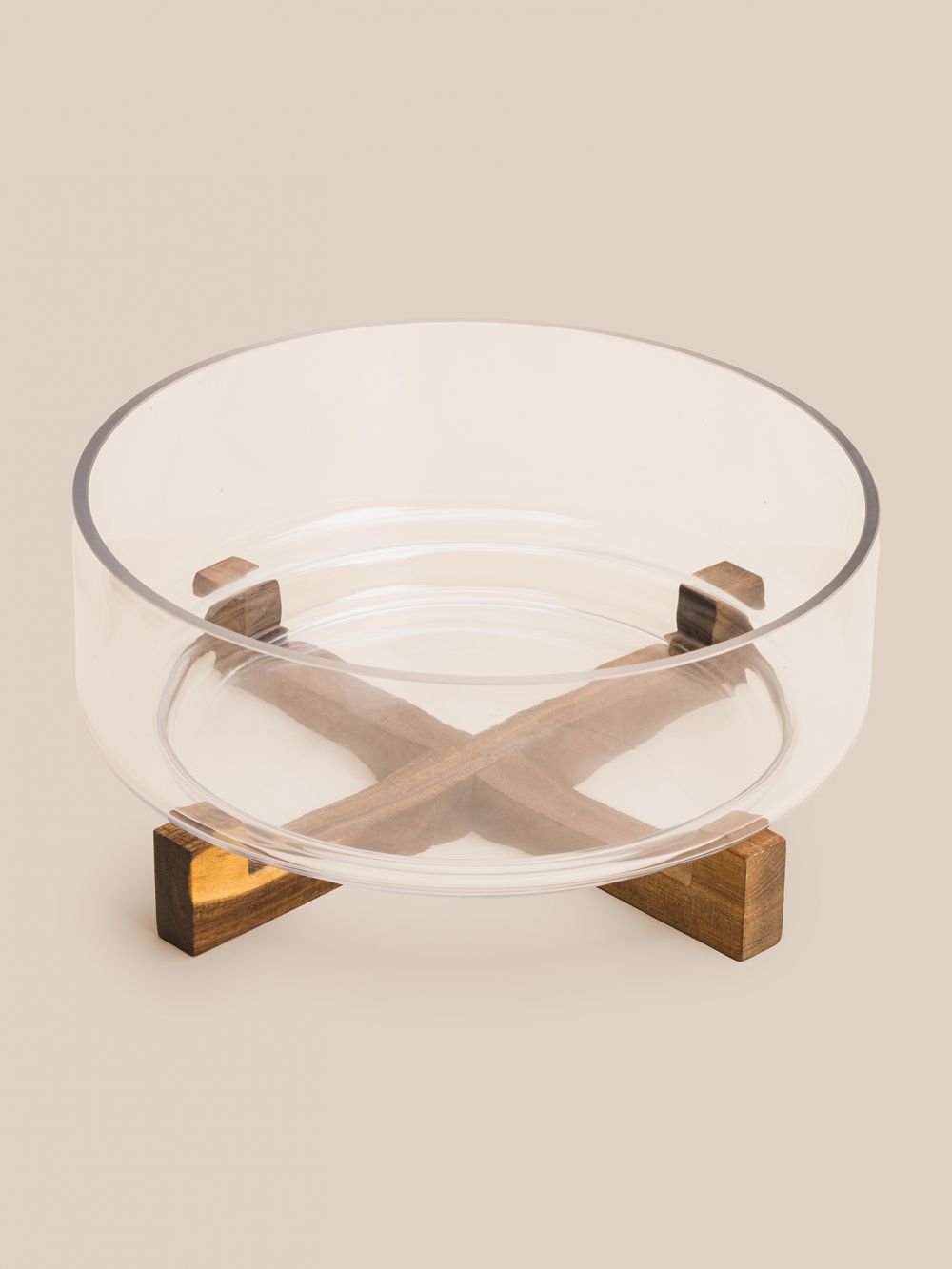 קערת זכוכית על בסיס עץ 5000ML