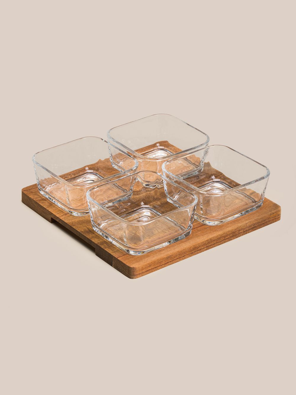 רביעית קערות עם מגש עץ 22CM