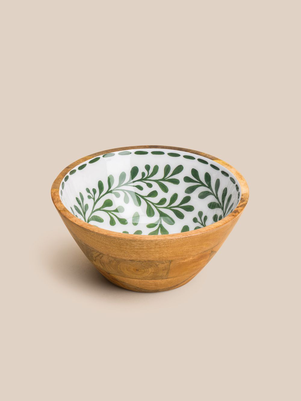 קערת עץ עלים ירוקים25.5X11.5 ס”מ