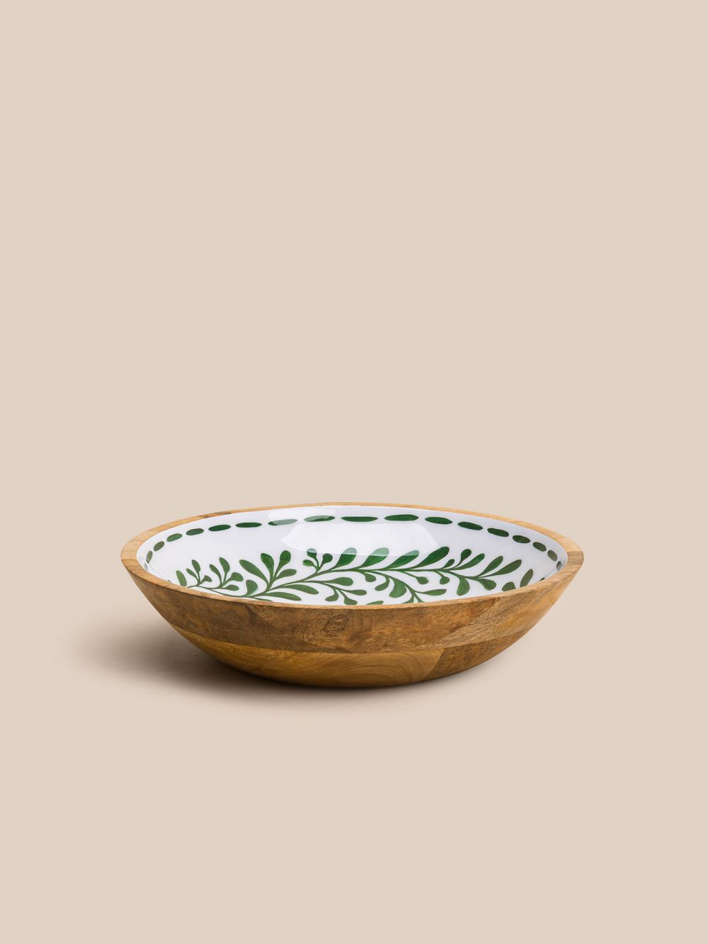 קערת עץ  עלים ירוקים 35.5X8 ס”מ