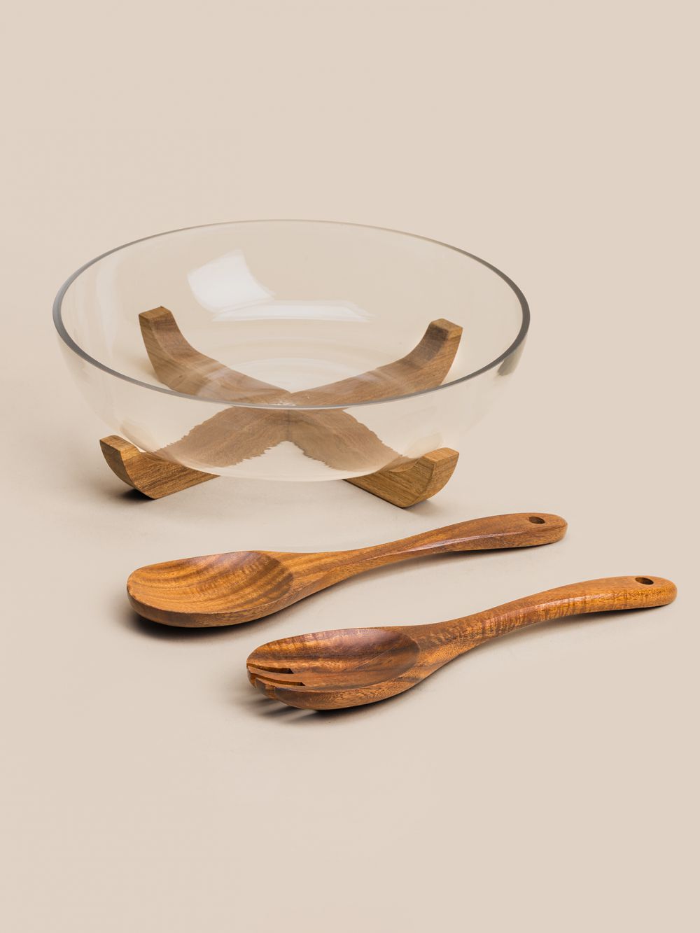 סט קערת סלט עם כפות עץ 28X8.5CM