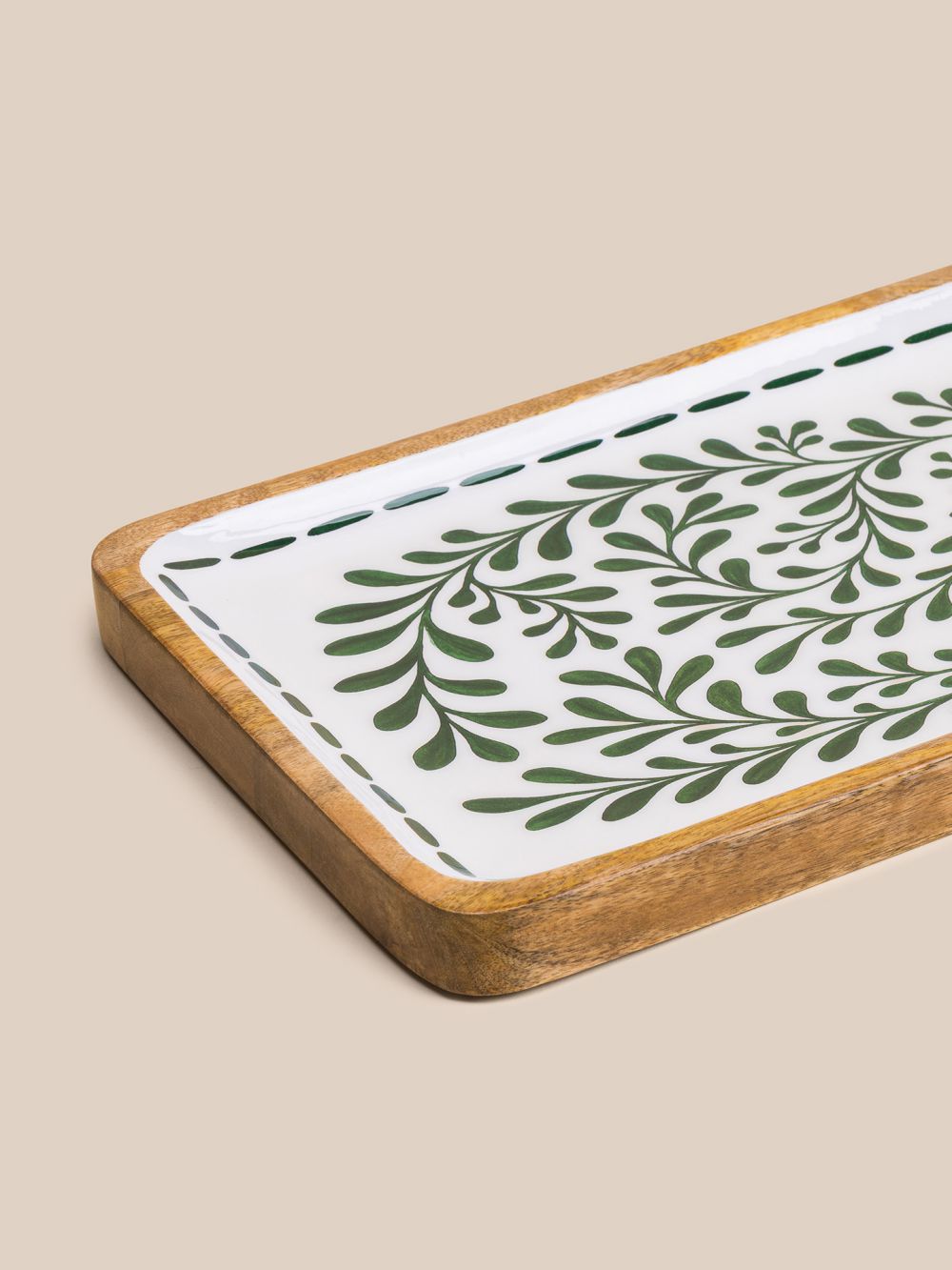 מגש עץ  עלים ירוקים 42X42X3 ס”מ