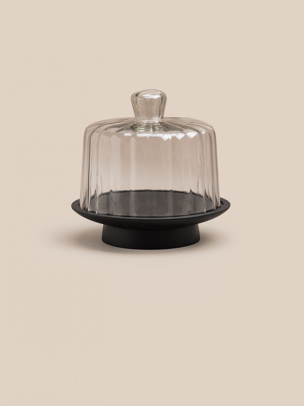 פעמון לעוגה זכוכית ועץ שחור 25 ס”מ