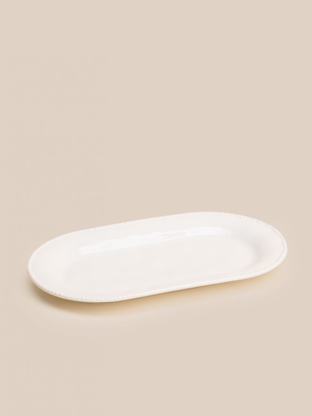 צלחת הגשה אובלית חרוזים 32.5X18.5X2.9CM