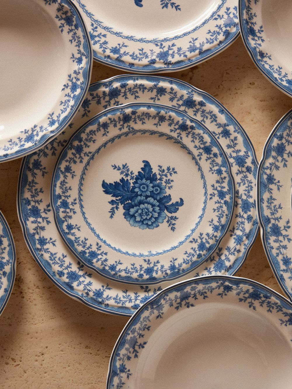 צלחת מנה ראשונה פרחים כחולים וינטג20CM