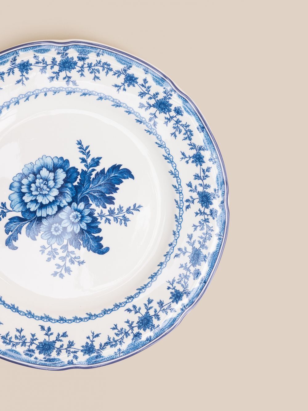צלחת מנה עיקרית פרחים כחולים וינטג26.4CM