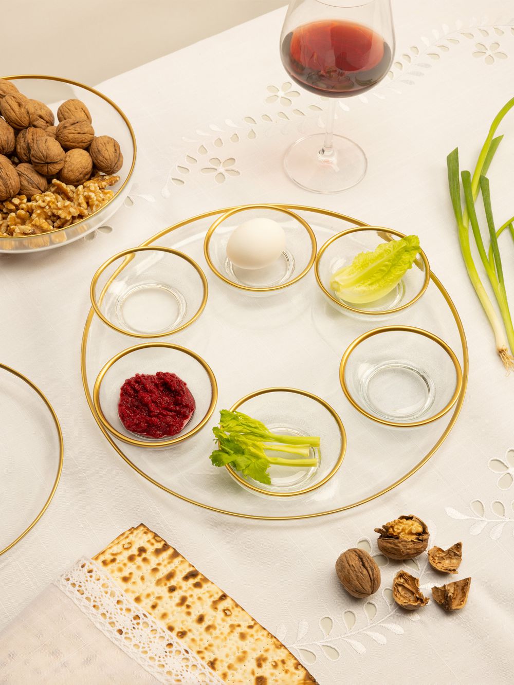 33CM צלחת הגשה זכוכית עם פס זהב