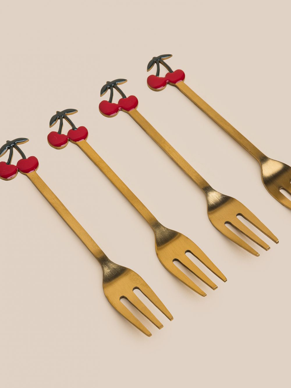 סט 4 מזלגות לעוגה דובדבן