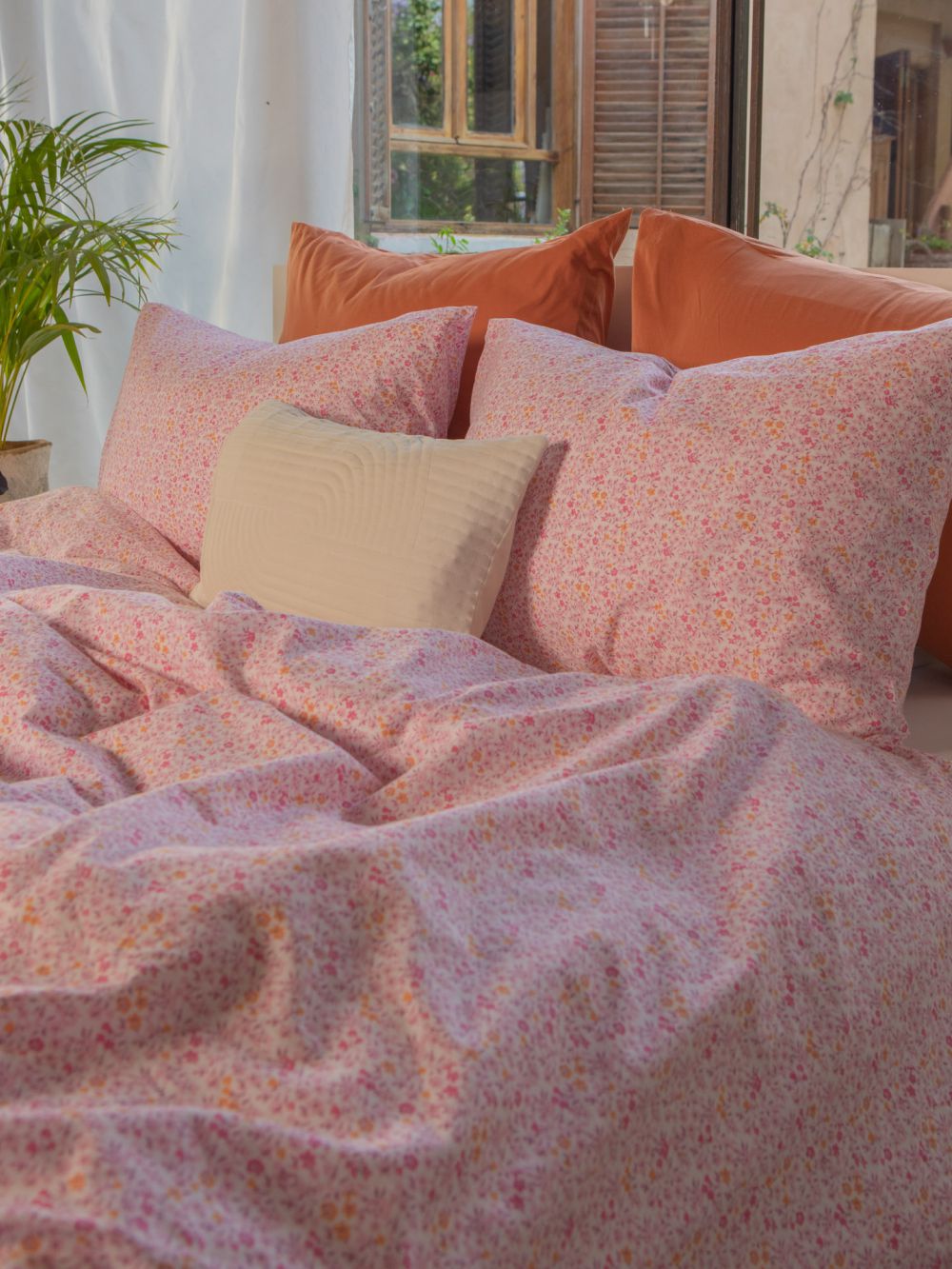 סט מצעים מלא זוגי פרחי היבסקוס