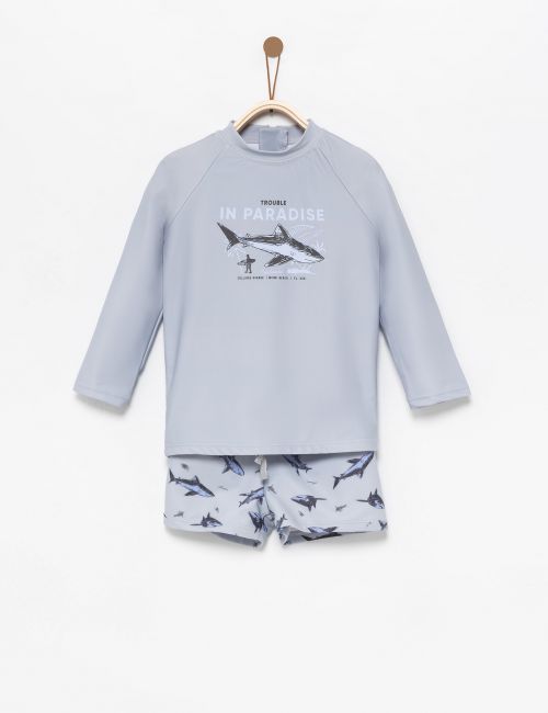 בגד ים הדפס כרישים +UV 50