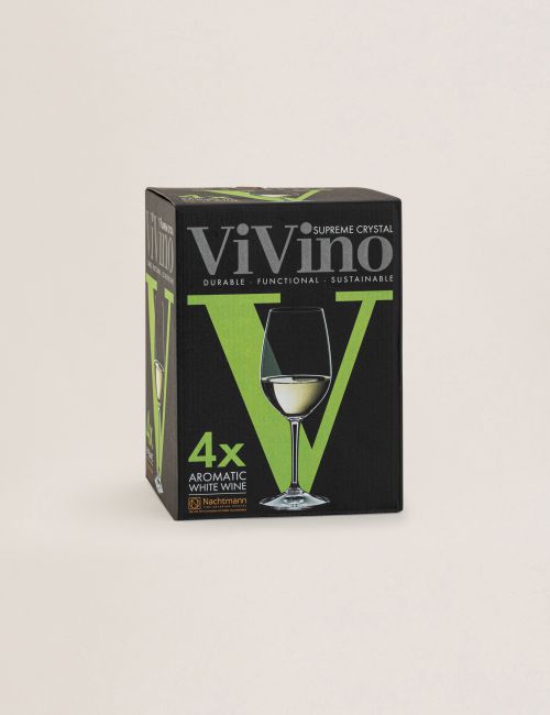 סט 4 כוסות יין קריסטל VIVINO בנפח 370 מ”ל