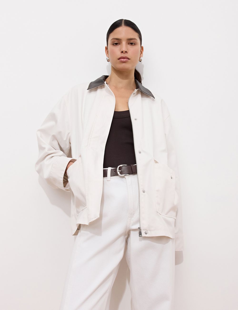 מעיל מרופד עם צווארון קורדרוי