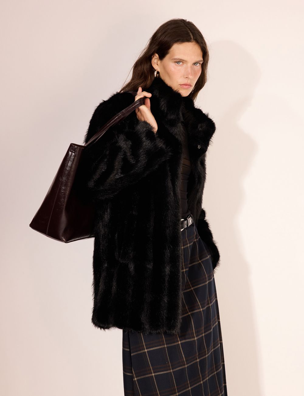 מעיל דמוי פרווה אובר סייז הדפס מינק