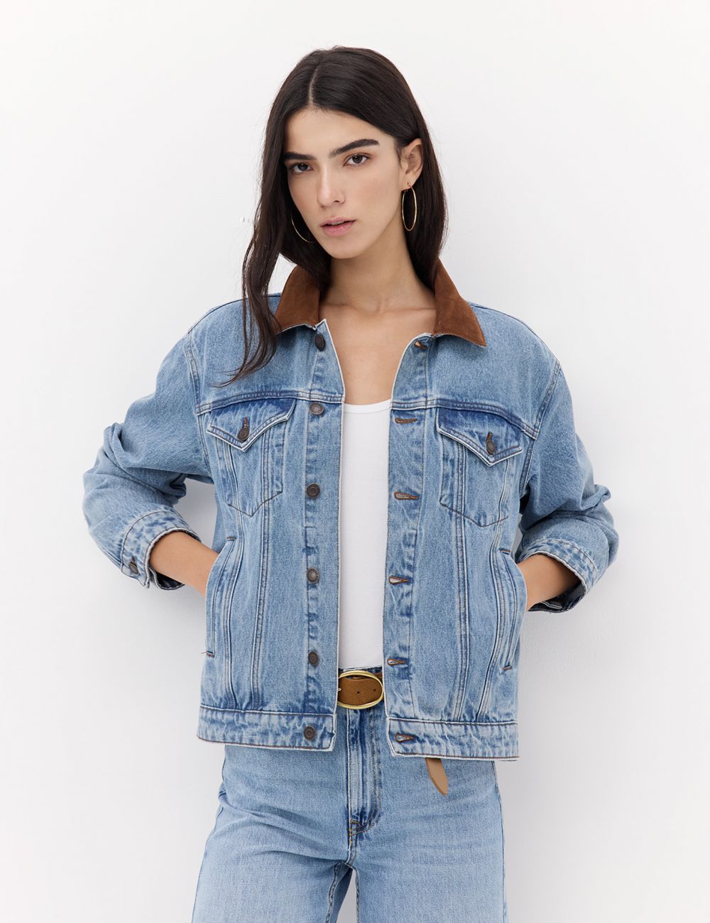 ז׳קט ג׳ינס צווארון קורדרוי