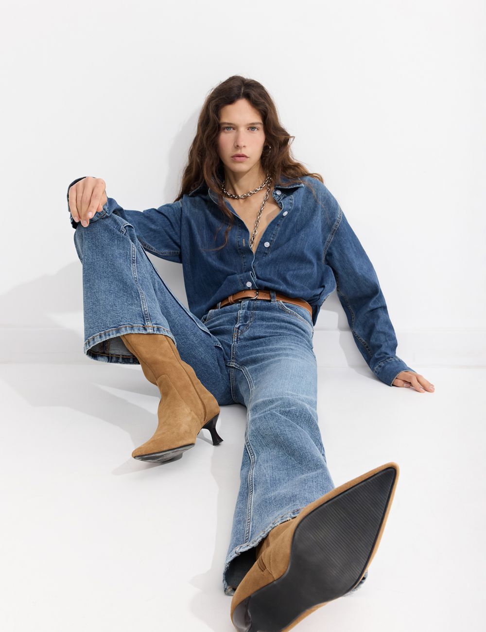 ג’ינס FLARE עם חגורה