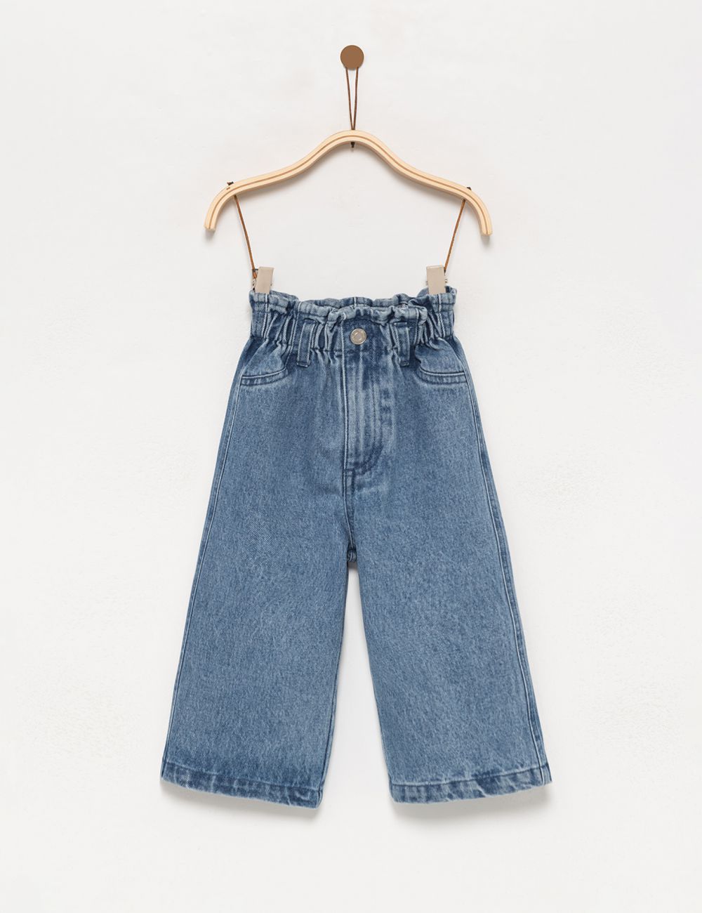 ג׳ינס WIDE-LEG עם מותן מכווצת