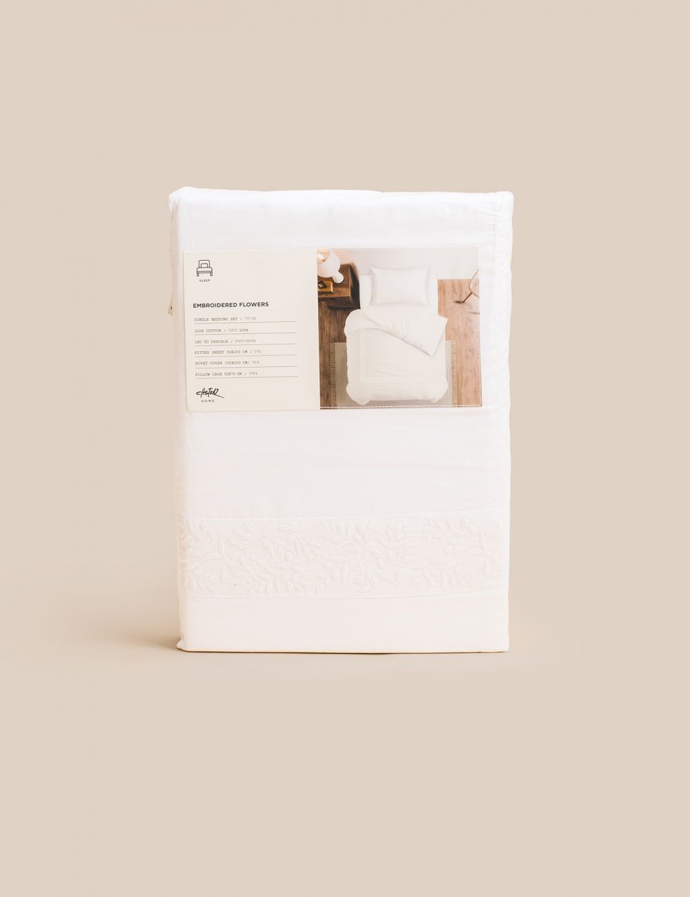 סט מצעים פרחים רקומים 220x200 ס״מ 180TC