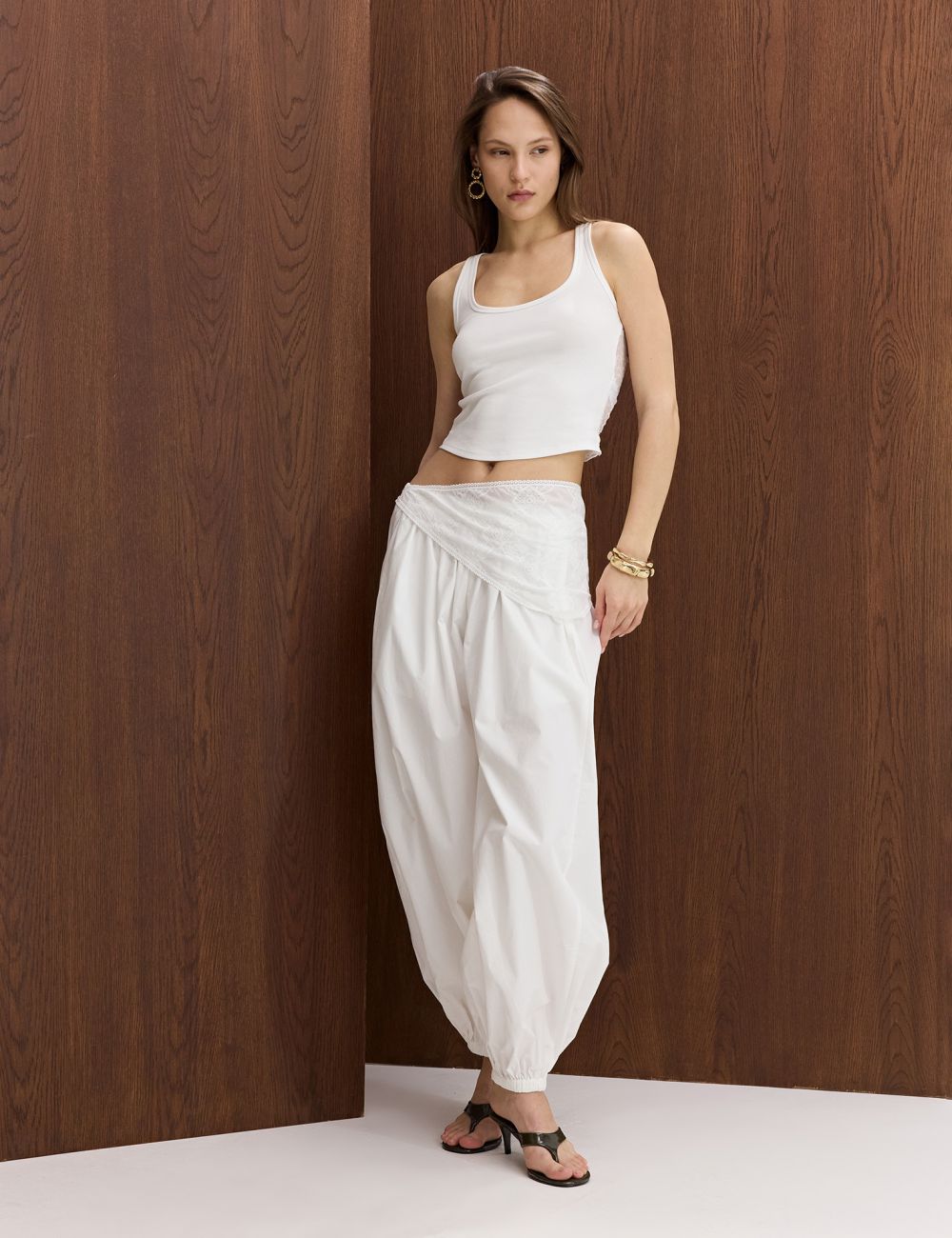 מכנסי בלון עם גומי בקרסול