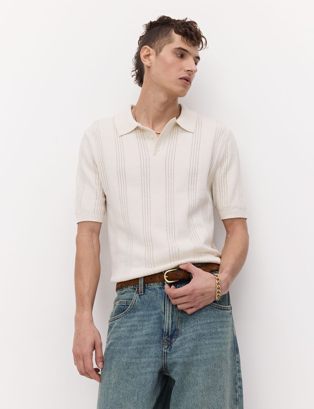 חולצת פולו סרוגה