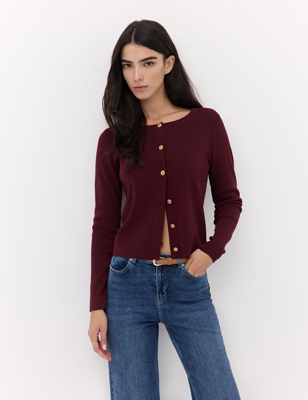 קרדיגן עם כפתורי כסף