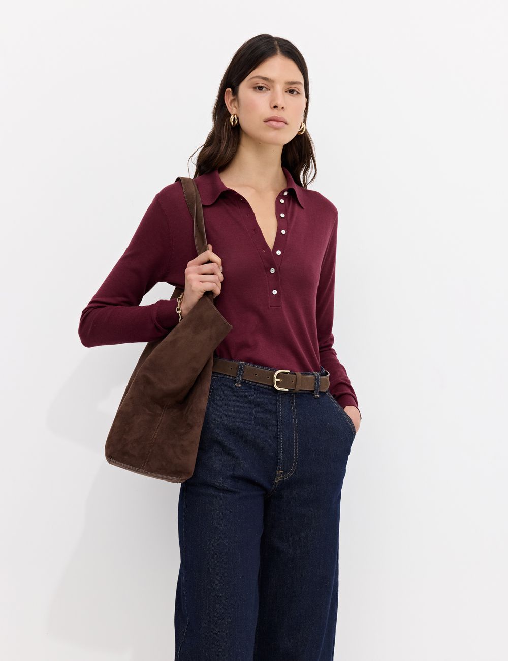 חולצת פולו סריג ארוכה