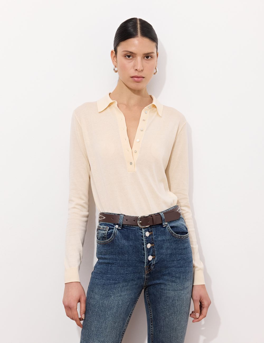 חולצת פולו סריג ארוכה