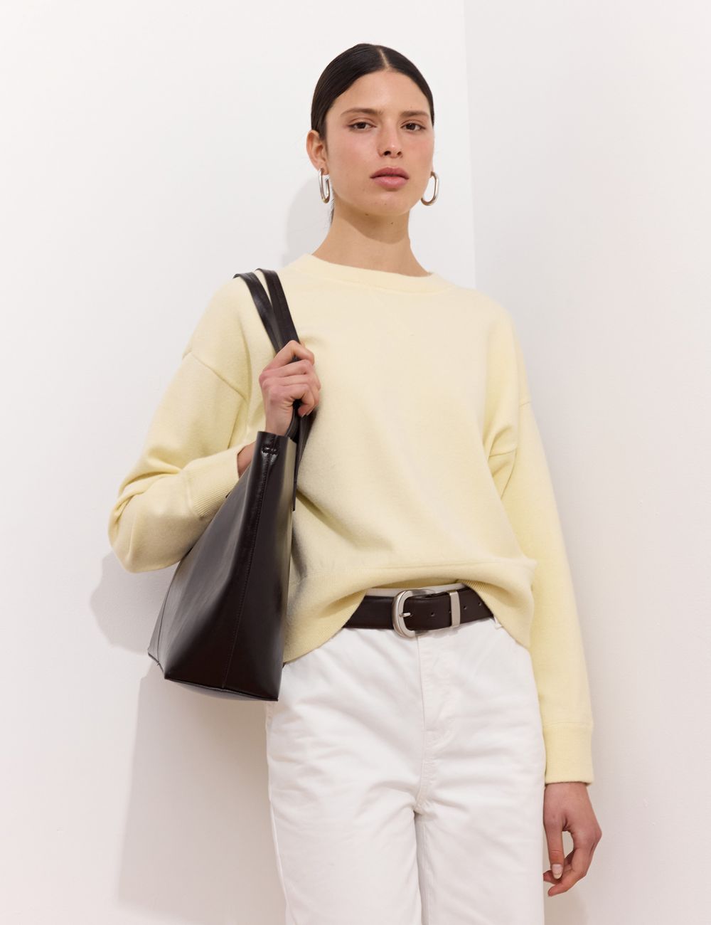 סווטשירט סריג חלק בסיומת ריב