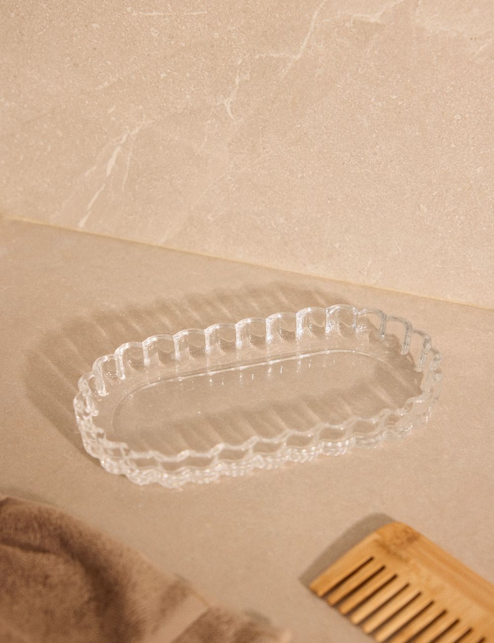 מגש אמבטיה זכוכית גל