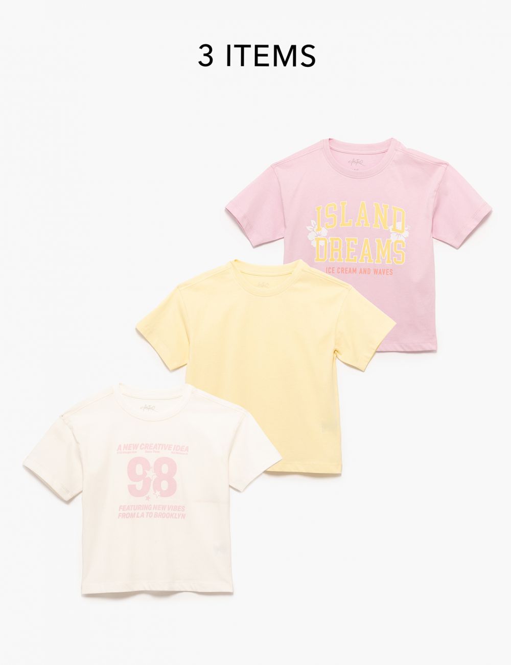 שלישיית טישרט מודפסות 4Y-10Y