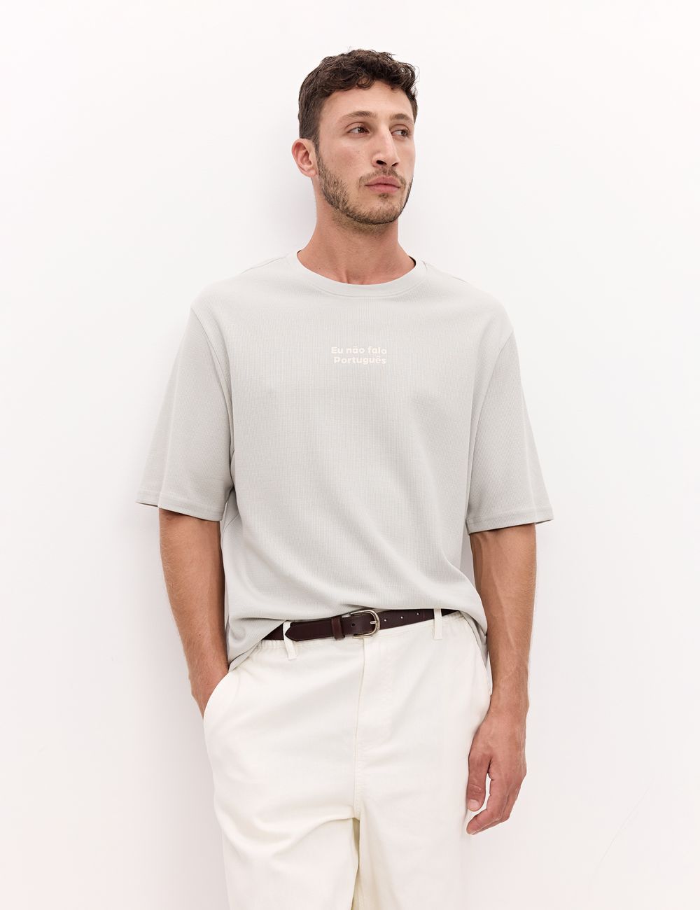 טי-שירט טקסטורה עם רקמה