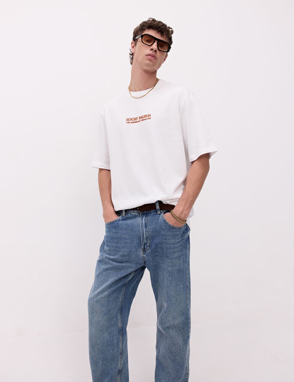 טי רוקי Relaxed fit שטופה