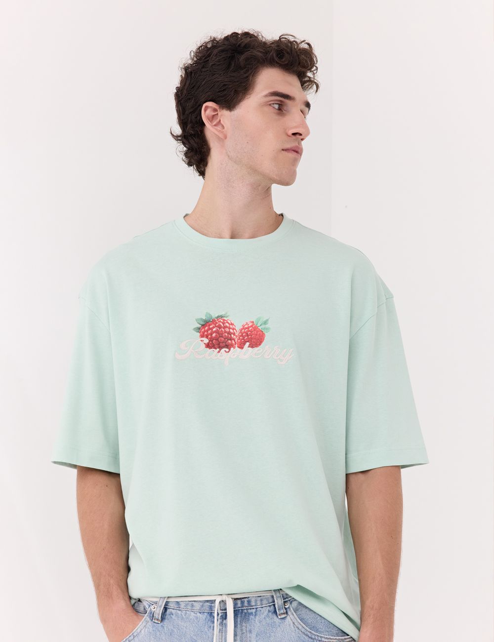 חולצה בגזרה משוחררת עם דפום פטל