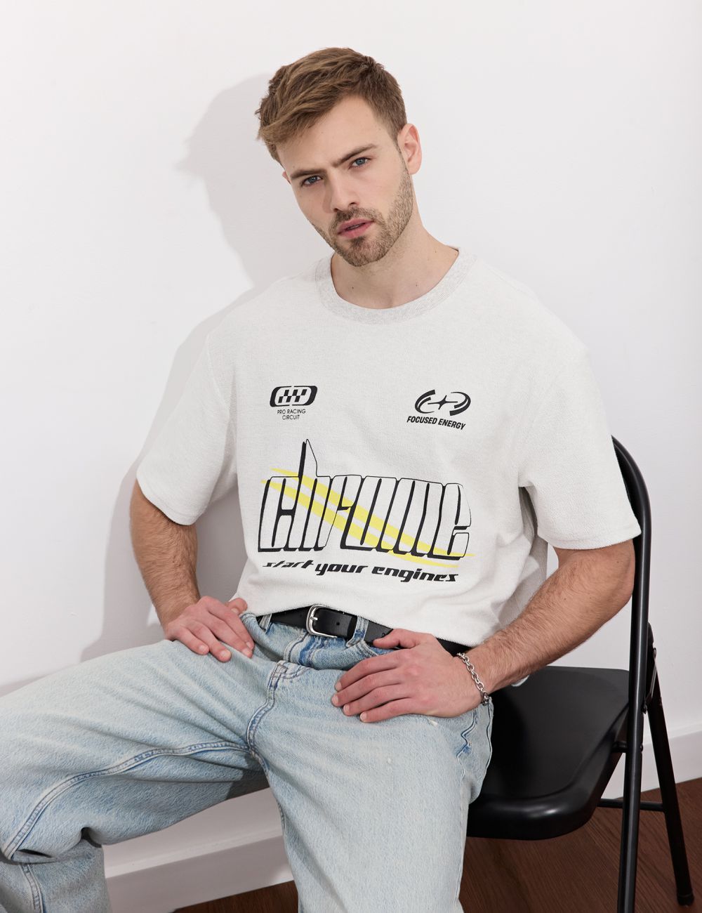 חולצת פרנץ׳ טרי הפוך עם הדפס