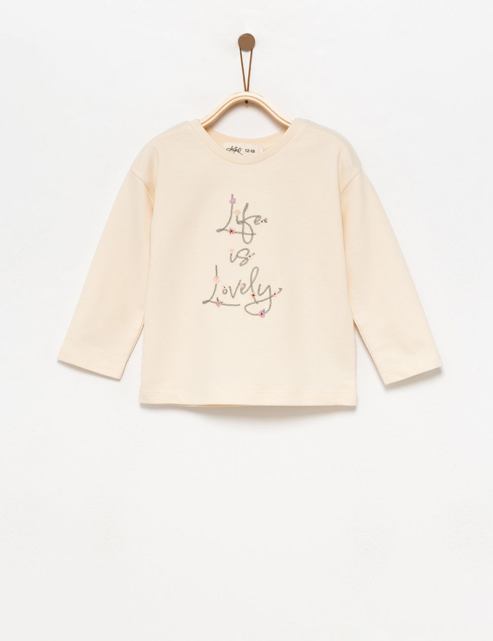 טי שירט שרוול ארוך עם רקמה