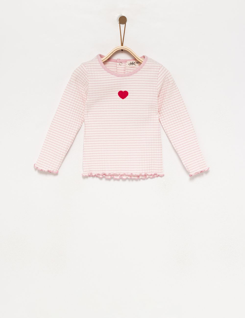 טי-שרט פסים ארוכה עם רקמה