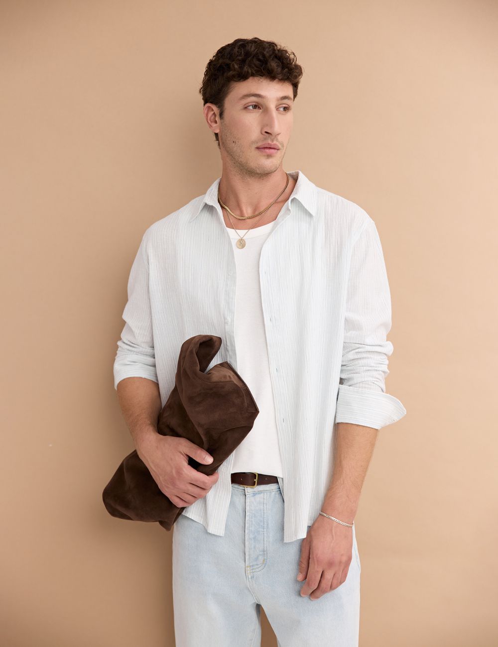 חולצה מכופתרת עם הדפס פסים