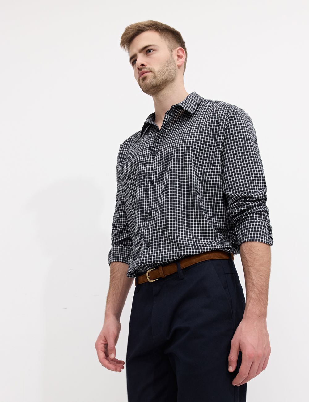 חולצה מכופתרת משובצת