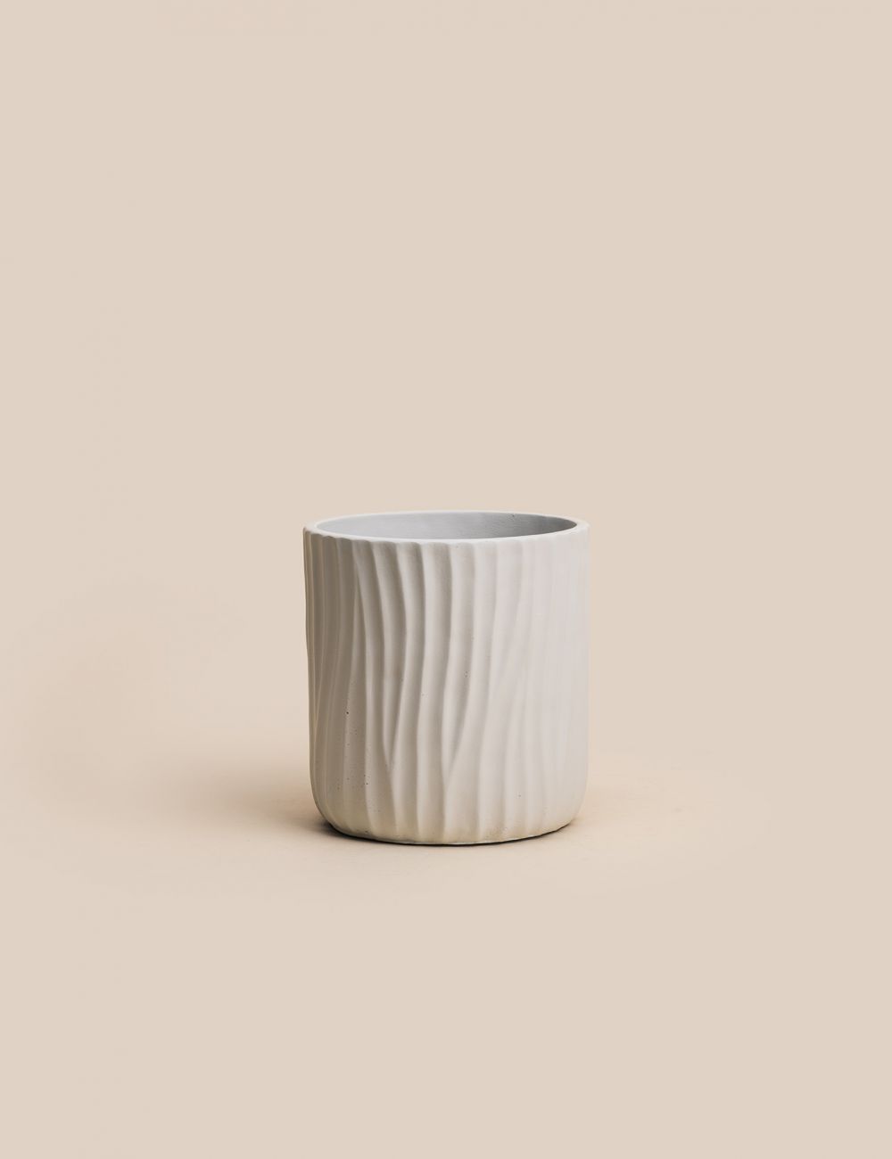 כלי לעציץ בטון פסים אפורים 15.5X16CM