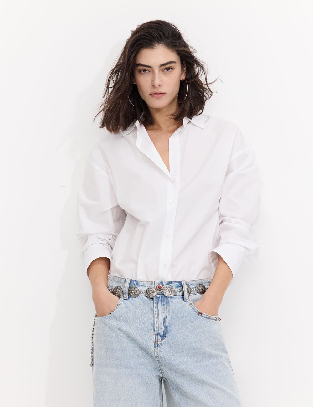 חולצה מכופתרת פופלין