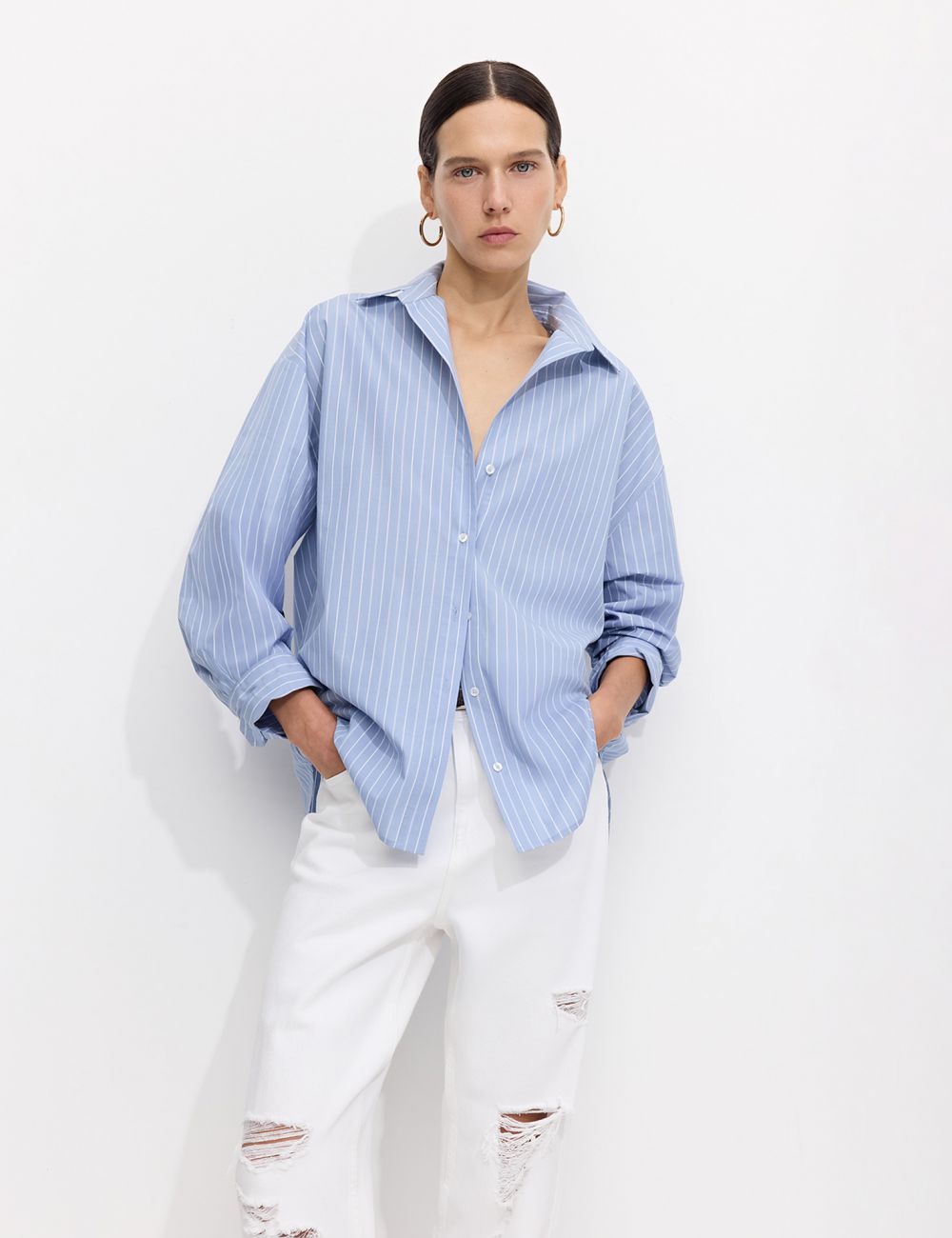 חולצה מכופתרת פופלין