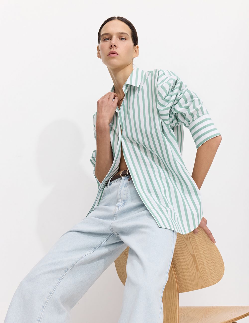 חולצה מכופתרת פופלין