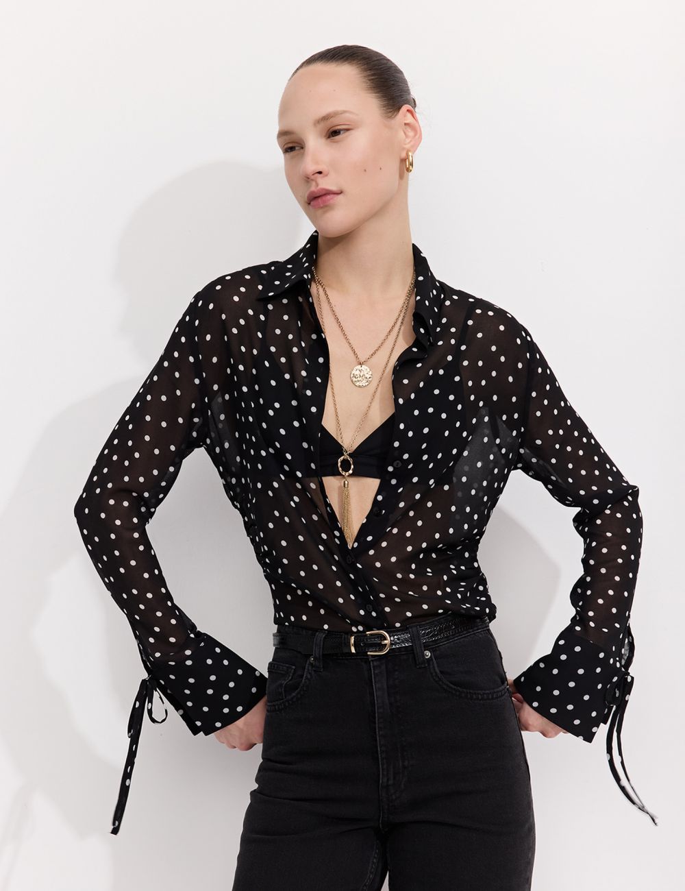 חולצת שיפון מודפסת