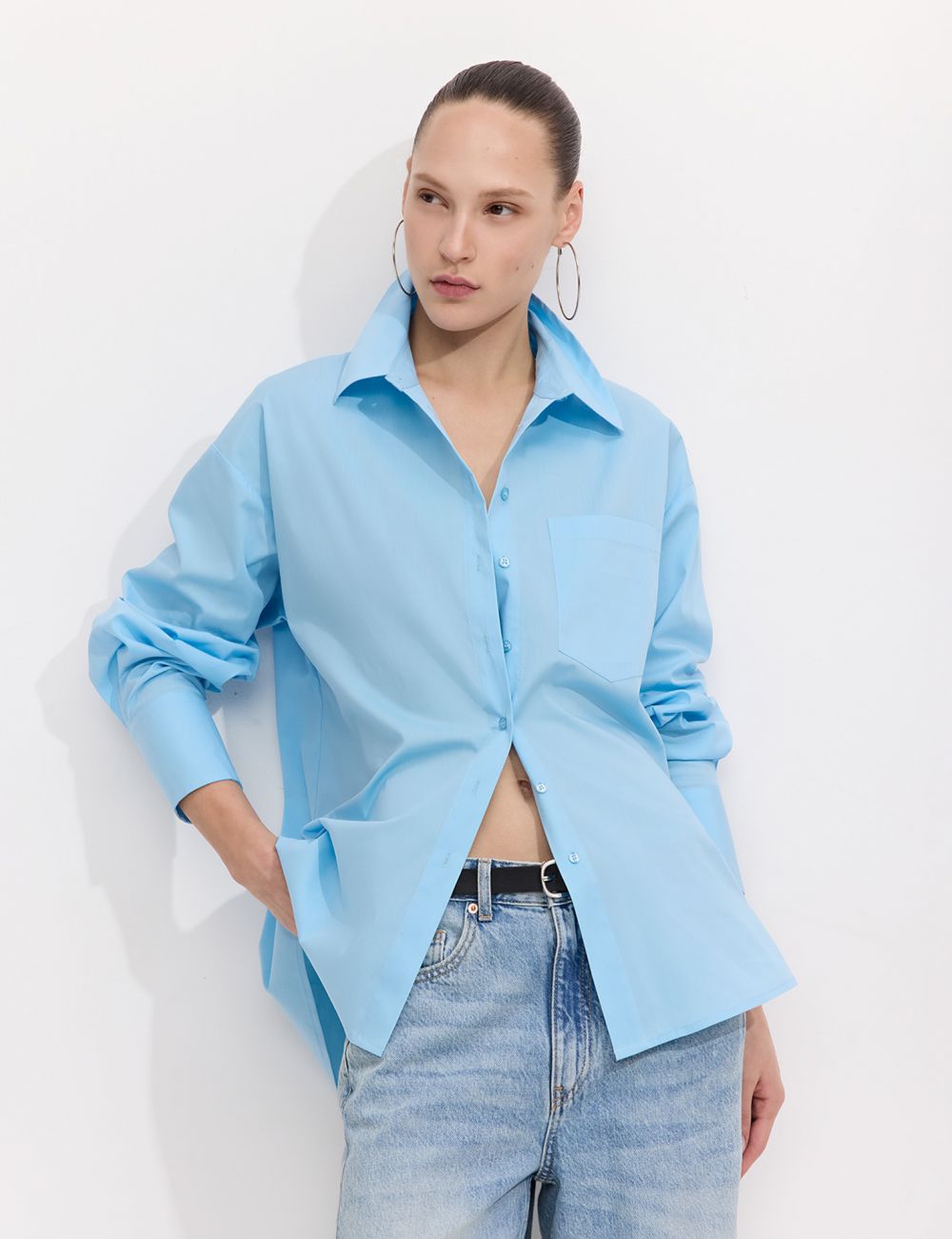 חולצת פופלין מכופתרת