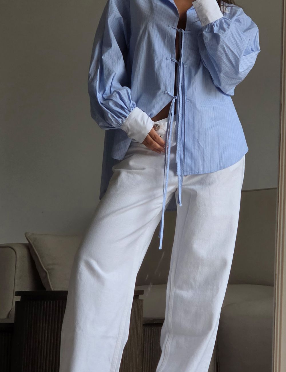 חולצת פופלין אוברסייז קשירות