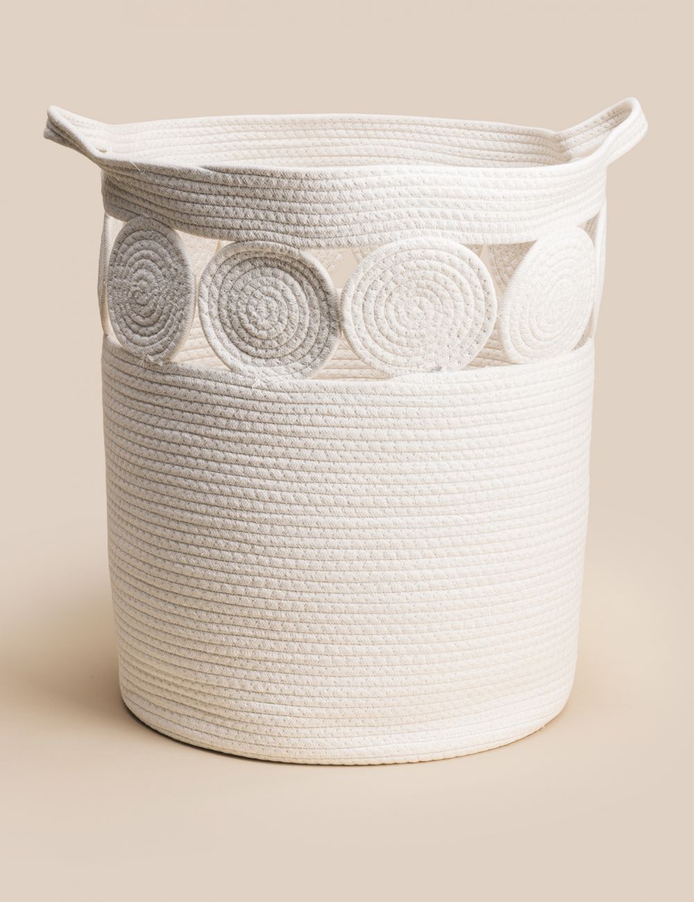 סל כותנה לבן עיגולים 43X51CM