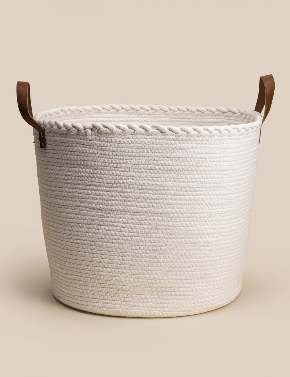 סל כותנה לבן עם ידיות 46X46X40CM